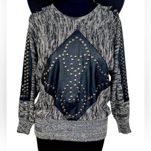 andriano by i. fatigati leather studded sweater Small oversized 80s batwing goth